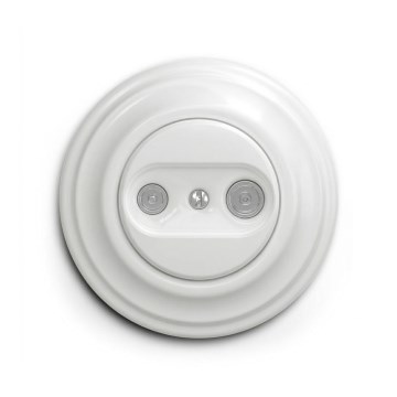 Reblig - Presa TV+Radio passante in stile retrò con cornice bianco neve