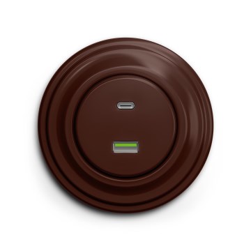 Reblig - Presa USB A+C in stile retrò con placca marrone
