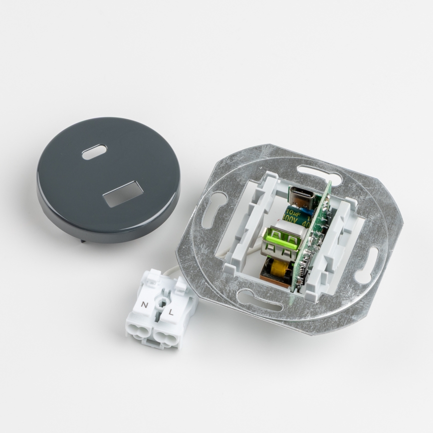 Reblig - Presa USB retrò A+C con cornice antracite