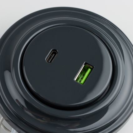 Reblig - Presa USB retrò A+C con cornice antracite
