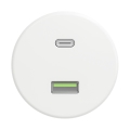 Reblig - Presa USB retro A+C senza cornice, bianco neve