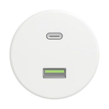 Reblig - Presa USB retro A+C senza cornice, bianco neve