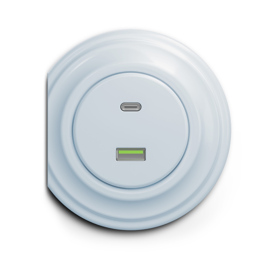 Reblig - Presa USB retrò A+C senza cornice blu