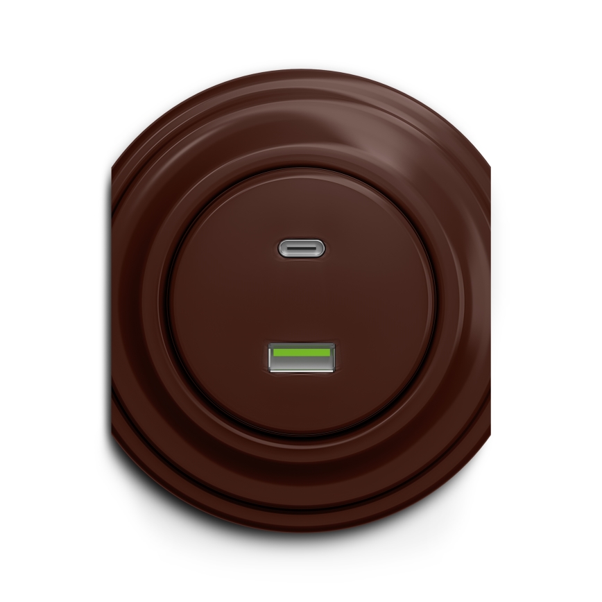 Reblig - Presa USB retrò A+C senza cornice marrone