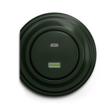 Reblig - Presa USB retrò A+C senza cornice verde