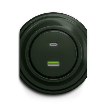 Reblig - Presa USB retrò A+C senza cornice verde
