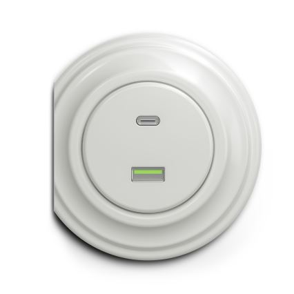 Reblig - Presa USB retrò A+C senza placca in ceramica bianca