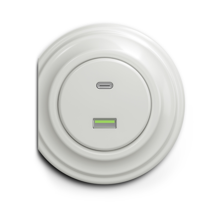 Reblig - Presa USB retrò A+C senza placca in ceramica bianca