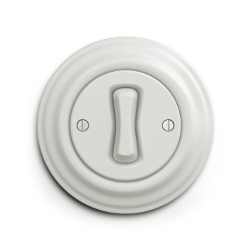 Reblig - Pulsante retrò con cornice in ceramica bianca