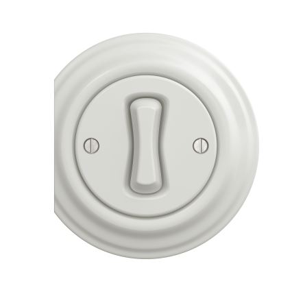 Reblig - Pulsante retrò senza cornice in ceramica, bianco