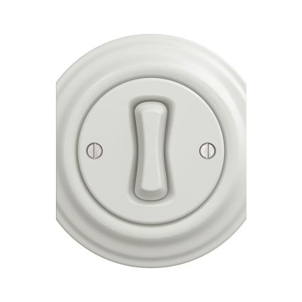 Reblig - Pulsante retrò senza cornice in ceramica, bianco