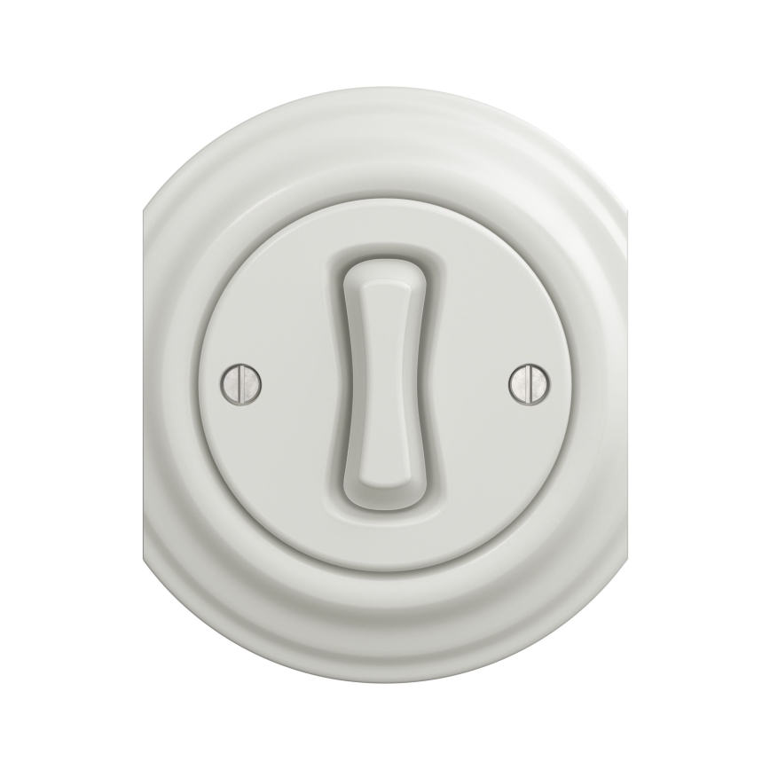 Reblig - Pulsante retrò senza cornice in ceramica, bianco