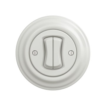 Reblig - Retro Interruttore doppio per vano scale con cornice n. 6+6, bianco in ceramica