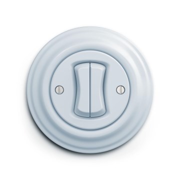 Reblig - Retro interruttore doppio per vano scale con cornice n. 6+6, blu