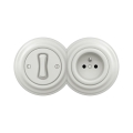 Reblig -Retro interruttore unipolare n. 1 e presa 230 V con cornice in ceramica bianca