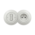 Reblig - Retro interruttore unipolare n. 1 e presa 230 V con placca in ceramica bianca