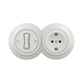 Reblig - Retro interruttore unipolare n. 1 e presa SCHUKO 230V con cornice in ceramica bianca