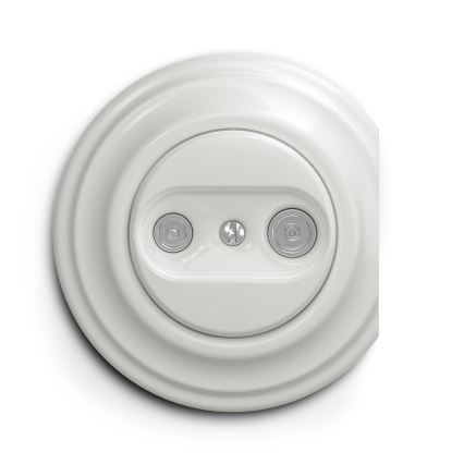 Reblig - Retro presa TV+R terminale senza cornice, ceramica bianca