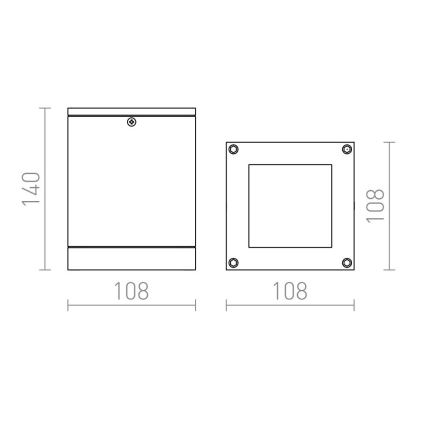 RED - Design Rendl-R10385 - Plafoniera da esterno QUADRA 1xE27/75W/230V IP54