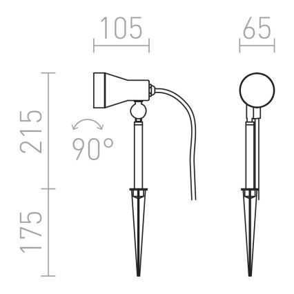 RED- Design Rendl - R10427 - Lampada da esterno DIREZZA 1xGU10/35W/230V IP54