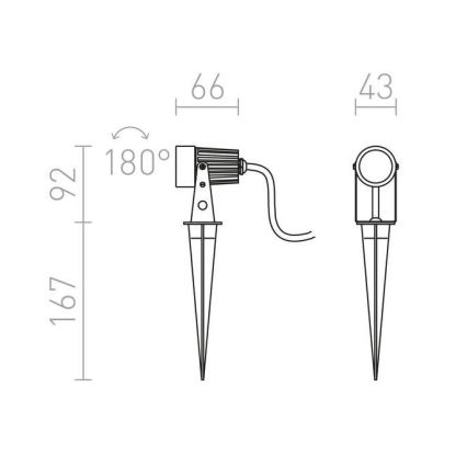 RED - Design Rendl - R10530 - Luce LED da esterno GUN LED/3W/230V IP65