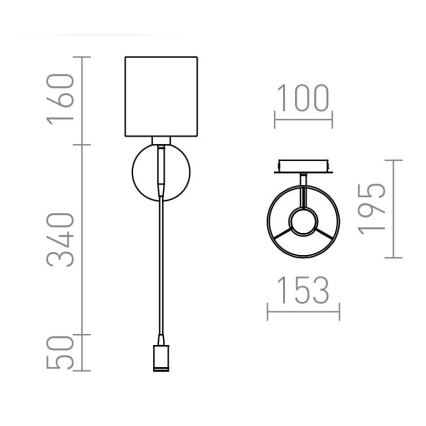 RED - Design Rendl - R10580 - Lampada LED da muro VERSA 1xE27/42W/230V + LED/3W