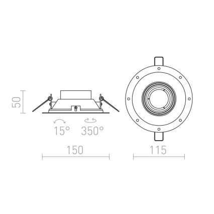 RED- Design Rendl - R12046 - Faretto da incasso IPSO 1xGU10/50W/230V