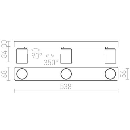 RED - Design Rendl - R12078 - Faretto DUGME 3xGU10/35W/230V