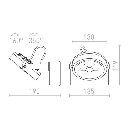 RED - Design Rendl - R12332 - Faretto LED da muro KELLY LED/12W/230V