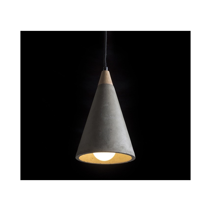 RED - Design Rendl - R12380 - Lampadario su corda HEIDI 1xE27/28W/230V cemento/legno