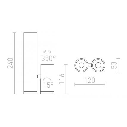 RED - Design Rendl - R12499 - Faretto LED BOGARD 2xLED/5W/230V