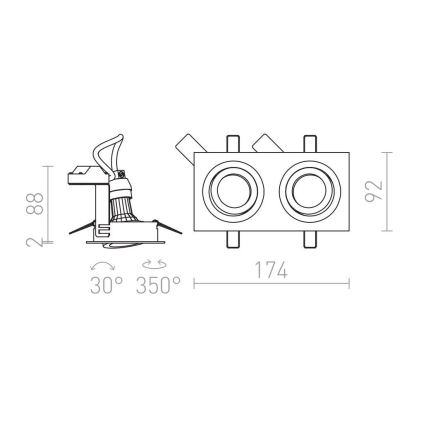 RED - Design Rendl - R12713- Lampada da incasso PASADENA 2xGU10/50W/230V