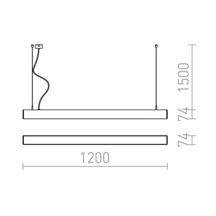 RED- Design Rendl - R12721 - Lampadario LED su corda PESANTE LED/40W/230V nero