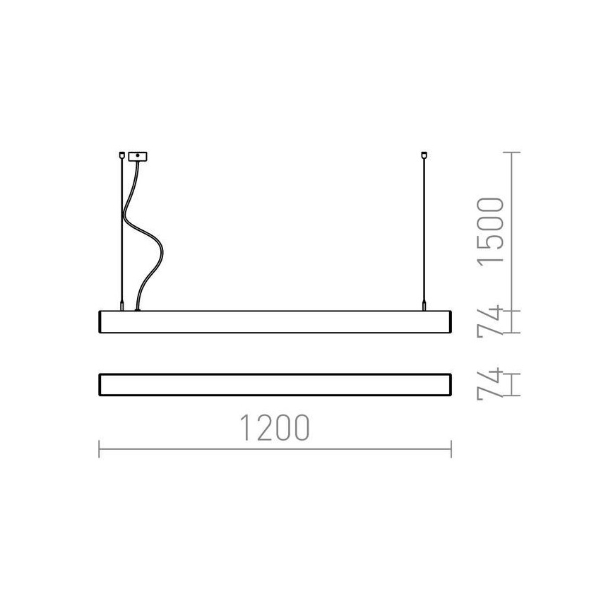 RED- Design Rendl - R12721 - Lampadario LED su corda PESANTE LED/40W/230V nero