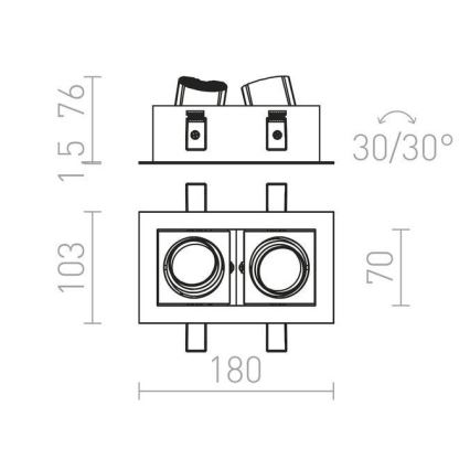 RED - Design Rendl - R12857 - Lampada LED da incasso BONDY 2xLED/7W/230V