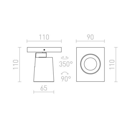 RED - Design Rendl - R12912 - Faretto da muro KENNY 1xGU10/35W/230V