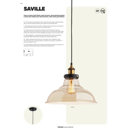 Redo 01-1002 - Lampadario a sospensione con filo SAVILLE 1xE27/42W/230V