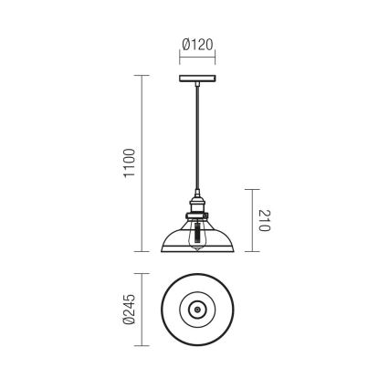 Redo 01-1002 - Lampadario a sospensione con filo SAVILLE 1xE27/42W/230V