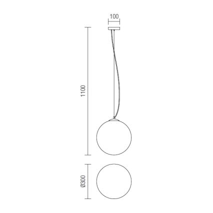 Redo 01-1065 - Lampadario a sospensione con filo OLA 1xE27/42W/230V diametro 30 cm