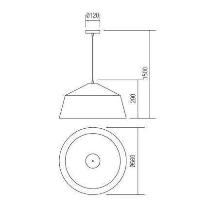 Redo 01-1102 - Lampadario a sospensione con filo AYLA 1xE27/42W/230V diametro 56 cm oro