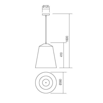 Redo 01-1104 - Lampadario a sospensione con filo AYLA 1xE27/42W/230V diametro 36 cm oro