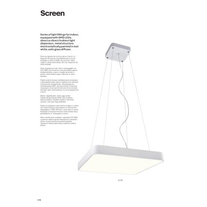 Redo 01-1124 - Lampadario LED a sospensione con filo SCREEN LED/48W/230V 3000K