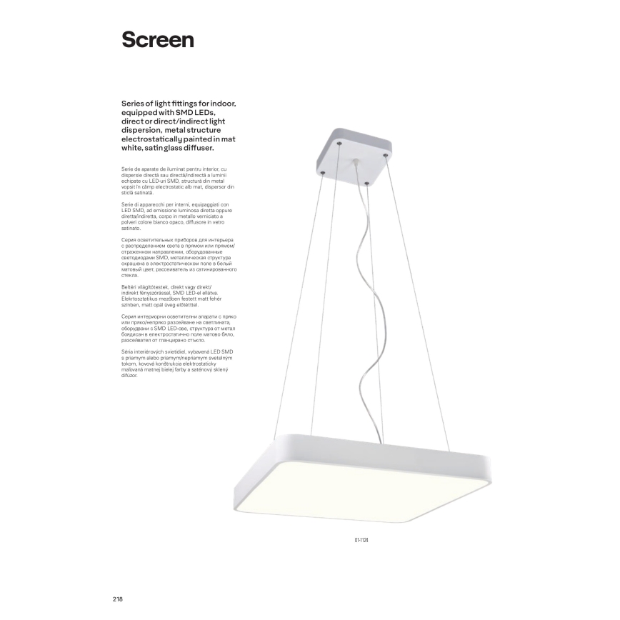 Redo 01-1124 - Lampadario LED a sospensione con filo SCREEN LED/48W/230V 3000K