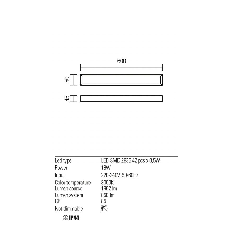 Redo 01-1130 - Illuminazione a LED per specchi da bagno HORIZON LED/18W/230V 60 cm IP44