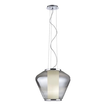 Redo 01-1139 - Lampadario a sospensione su cavo FUSION 1xE27/42W/230V Ø 30 cm cromo lucido/vetro fumé