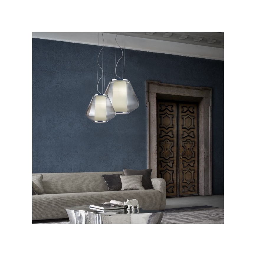 Redo 01-1140 - Lampadario a sospensione con filo FUSION 1xE27/42W/230V diametro 38 cm grigio