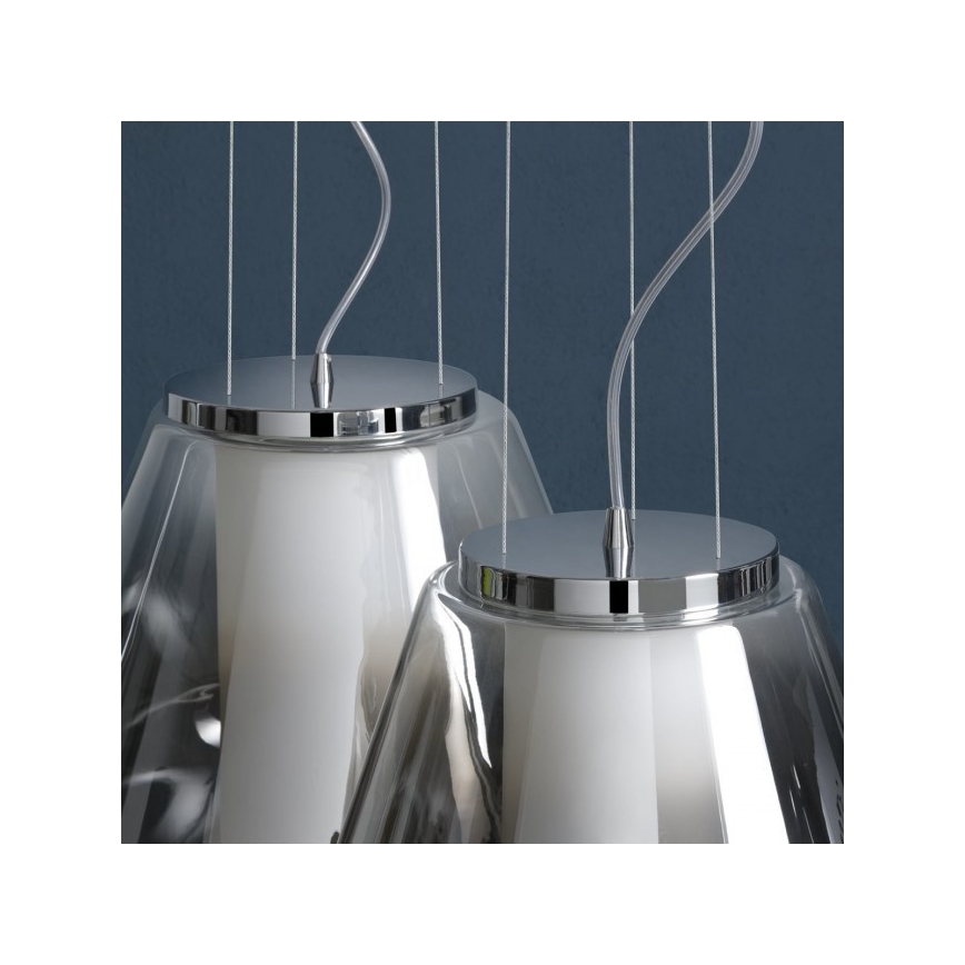 Redo 01-1140 - Lampadario a sospensione con filo FUSION 1xE27/42W/230V diametro 38 cm grigio