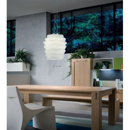 Redo 01-1142 - Lampadario sospeso su cavo MAGMA 1xE27/42W/230V Ø 38 cm cromo lucido/bianco