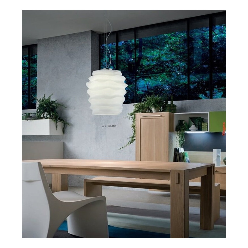 Redo 01-1142 - Lampadario sospeso su cavo MAGMA 1xE27/42W/230V Ø 38 cm cromo lucido/bianco