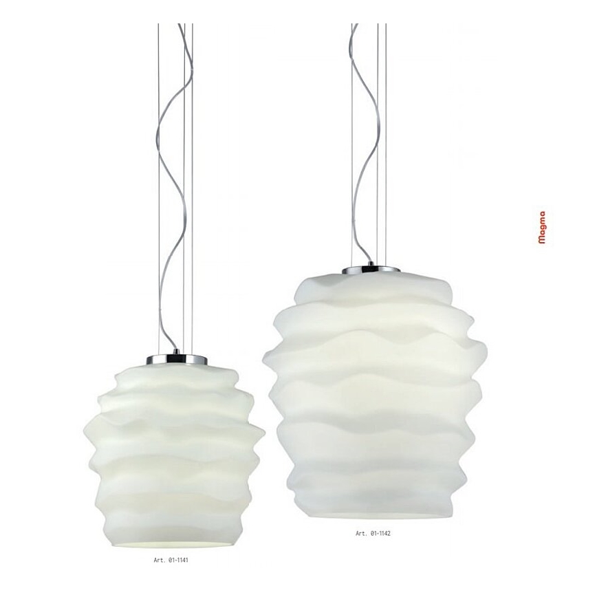 Redo 01-1142 - Lampadario sospeso su cavo MAGMA 1xE27/42W/230V Ø 38 cm cromo lucido/bianco